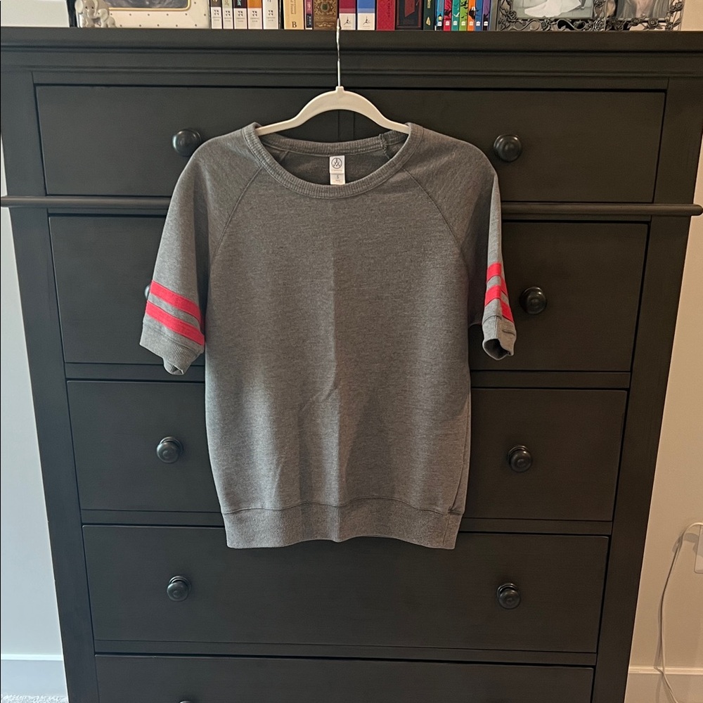 Alternative Apparel Gray Sweatshirt with Pink Stripes